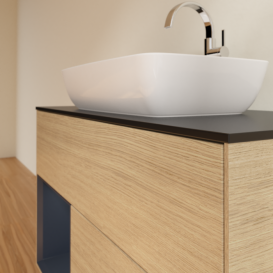 Тумба под раковину Villeroy & Boch Finion 100х50,1 см с подсветкой МДФ шпон дуба/стекло черное матовое F772HGPC