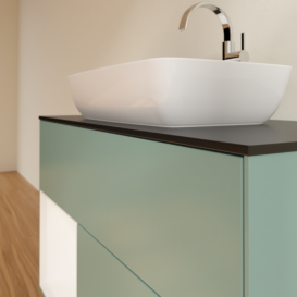 Тумба под раковину Villeroy & Boch Finion 100х50,1 см с подсветкой МДФ оливковый матовый лак/стекло черное матовое F772MTGM