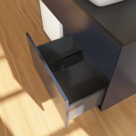 Тумба под раковину Villeroy & Boch Finion 100х50,1 см с подсветкой МДФ темно-синий матовый лак/стекло черное матовое F772MTHG