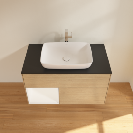 Тумба под раковину Villeroy & Boch Finion 100х50,1 см с подсветкой МДФ шпон дуба/стекло черное матовое F772MTPC