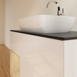 Тумба под раковину Villeroy & Boch Finion 100х50,1 см с подсветкой МДФ глянцевый белый лак/стекло черное матовое F772PCGF