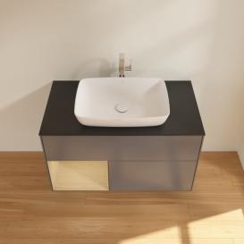 Тумба под раковину Villeroy & Boch Finion 100х50,1 см с подсветкой МДФ антрацит матовый лак/стекло черное матовое F772PCGK