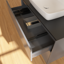 Тумба под раковину Villeroy & Boch Finion 100х50,1 см с подсветкой МДФ антрацит матовый лак/стекло черное матовое F772PCGK