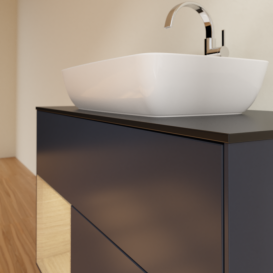 Тумба под раковину Villeroy & Boch Finion 100х50,1 см с подсветкой МДФ темно-синий матовый лак/стекло черное матовое F772PCHG