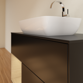 Тумба под раковину Villeroy & Boch Finion 100х50,1 см с подсветкой МДФ черный матовый лак/стекло черное матовое F772PCPD