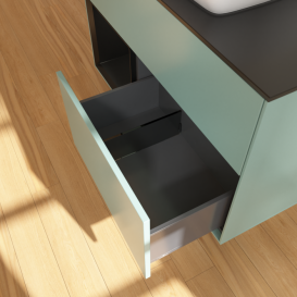 Тумба под раковину Villeroy & Boch Finion 100х50,1 см с подсветкой МДФ оливковый матовый лак/стекло черное матовое F772PDGM