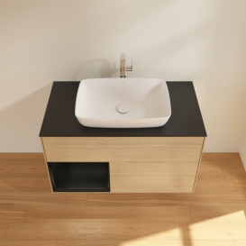 Тумба под раковину Villeroy & Boch Finion 100х50,1 см с подсветкой МДФ шпон дуба/стекло черное матовое F772PDPC