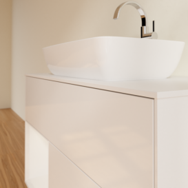 Тумба под раковину Villeroy & Boch Finion 100х50,1 см с подсветкой МДФ глянцевый белый лак/стекло белое матовое G771GFGF