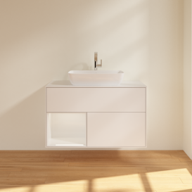 Тумба под раковину Villeroy & Boch Finion 100х50,1 см с подсветкой МДФ белый матовый лак/стекло белое матовое G771GFMT