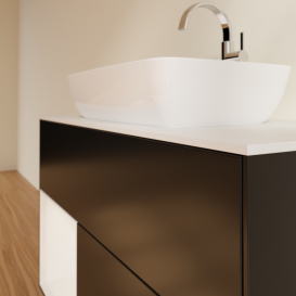 Тумба под раковину Villeroy & Boch Finion 100х50,1 см с подсветкой МДФ черный матовый лак/стекло белое матовое G771GFPD