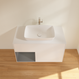 Тумба под раковину Villeroy & Boch Finion 100х50,1 см с подсветкой МДФ белый матовый лак/стекло белое матовое G771GKMT