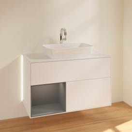 Тумба под раковину Villeroy & Boch Finion 100х50,1 см с подсветкой МДФ белый матовый лак/стекло белое матовое G771GKMT