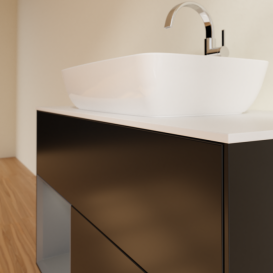 Тумба под раковину Villeroy & Boch Finion 100х50,1 см с подсветкой МДФ черный матовый лак/стекло белое матовое G771GKPD