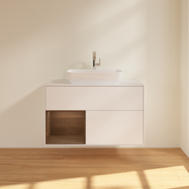 Тумба под раковину Villeroy & Boch Finion 100х50,1 см с подсветкой МДФ белый матовый лак/стекло белое матовое G771GNMT