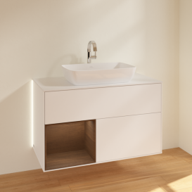 Тумба под раковину Villeroy & Boch Finion 100х50,1 см с подсветкой МДФ белый матовый лак/стекло белое матовое G771GNMT