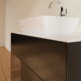 Тумба под раковину Villeroy & Boch Finion 100х50,1 см с подсветкой МДФ черный матовый лак/стекло белое матовое G771GNPD