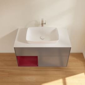 Тумба под раковину Villeroy & Boch Finion 100х50,1 см с подсветкой МДФ антрацит матовый лак/стекло белое матовое G771HBGK