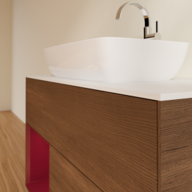 Тумба под раковину Villeroy & Boch Finion 100х50,1 см с подсветкой МДФ шпон грецкого ореха/стекло белое матовое G771HBGN