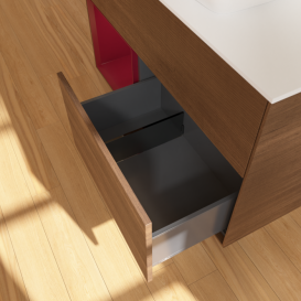 Тумба под раковину Villeroy & Boch Finion 100х50,1 см с подсветкой МДФ шпон грецкого ореха/стекло белое матовое G771HBGN