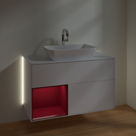 Тумба под раковину Villeroy & Boch Finion 100х50,1 см с подсветкой МДФ белый матовый лак/стекло белое матовое G771HBMT