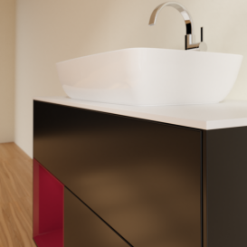 Тумба под раковину Villeroy & Boch Finion 100х50,1 см с подсветкой МДФ черный матовый лак/стекло белое матовое G771HBPD