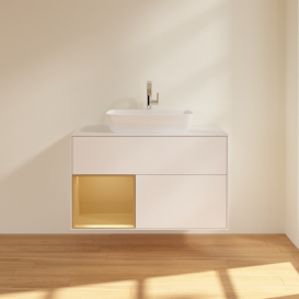 Тумба под раковину Villeroy & Boch Finion 100х50,1 см с подсветкой МДФ белый матовый лак/стекло белое матовое G771HFMT