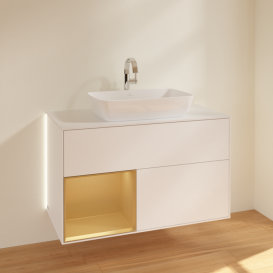 Тумба под раковину Villeroy & Boch Finion 100х50,1 см с подсветкой МДФ белый матовый лак/стекло белое матовое G771HFMT