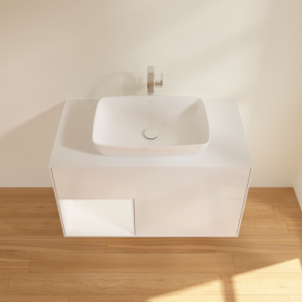 Тумба под раковину Villeroy & Boch Finion 100х50,1 см с подсветкой МДФ глянцевый белый лак/стекло белое матовое G771MTGF