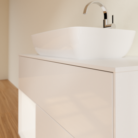 Тумба под раковину Villeroy & Boch Finion 100х50,1 см с подсветкой МДФ глянцевый белый лак/стекло белое матовое G771MTGF