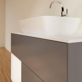 Тумба под раковину Villeroy & Boch Finion 100х50,1 см с подсветкой МДФ антрацит матовый лак/стекло белое матовое G771MTGK