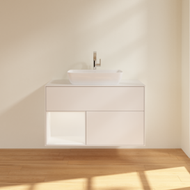 Тумба під раковину Villeroy & Boch Finion 100х50,1 см із підсвічуванням МДФ білий матовий лак/скло біле матове G771MTMT