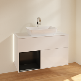 Тумба под раковину Villeroy & Boch Finion 100х50,1 см с подсветкой МДФ глянцевый белый лак/стекло белое матовое G771PDGF