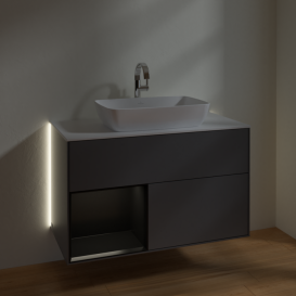 Тумба под раковину Villeroy & Boch Finion 100х50,1 см с подсветкой МДФ антрацит матовый лак/стекло белое матовое G771PDGK