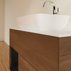 Тумба под раковину Villeroy & Boch Finion 100х50,1 см с подсветкой МДФ шпон грецкого ореха/стекло белое матовое G771PDGN