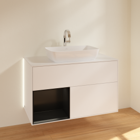 Тумба под раковину Villeroy & Boch Finion 100х50,1 см с подсветкой МДФ белый матовый лак/стекло белое матовое G771PDMT