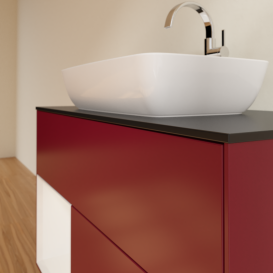 Тумба под раковину Villeroy & Boch Finion 100х50,1 см с подсветкой МДФ пион матовый лак/стекло черное матовое G772GFHB