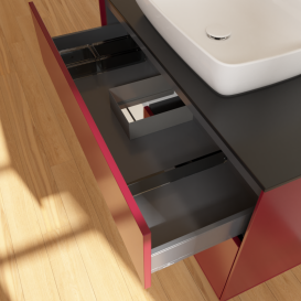 Тумба под раковину Villeroy & Boch Finion 100х50,1 см с подсветкой МДФ пион матовый лак/стекло черное матовое G772GFHB