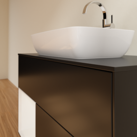 Тумба под раковину Villeroy & Boch Finion 100х50,1 см с подсветкой МДФ черный матовый лак/стекло черное матовое G772GFPD