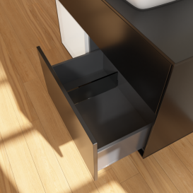 Тумба под раковину Villeroy & Boch Finion 100х50,1 см с подсветкой МДФ черный матовый лак/стекло черное матовое G772GFPD