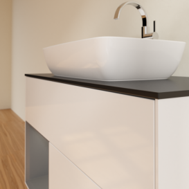 Тумба под раковину Villeroy & Boch Finion 100х50,1 см с подсветкой МДФ глянцевый белый лак/стекло черное матовое G772GKGF