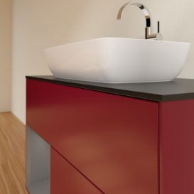 Тумба под раковину Villeroy & Boch Finion 100х50,1 см с подсветкой МДФ пион матовый лак/стекло черное матовое G772GKHB