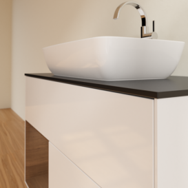 Тумба под раковину Villeroy & Boch Finion 100х50,1 см с подсветкой МДФ глянцевый белый лак/стекло черное матовое G772GNGF