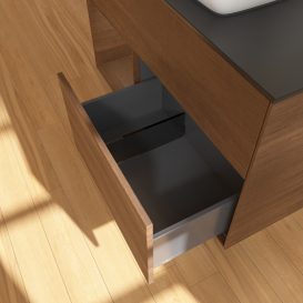 Тумба под раковину Villeroy & Boch Finion 100х50,1 см с подсветкой МДФ шпон грецкого ореха/стекло черное матовое G772GNGN