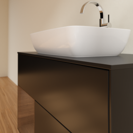 Тумба под раковину Villeroy & Boch Finion 100х50,1 см с подсветкой МДФ черный матовый лак/стекло черное матовое G772GNPD