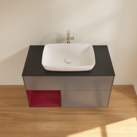 Тумба под раковину Villeroy & Boch Finion 100х50,1 см с подсветкой МДФ антрацит матовый лак/стекло черное матовое G772HBGK