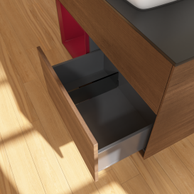 Тумба под раковину Villeroy & Boch Finion 100х50,1 см с подсветкой МДФ шпон грецкого ореха/стекло черное матовое G772HBGN