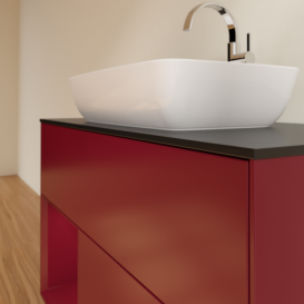 Тумба под раковину Villeroy & Boch Finion 100х50,1 см с подсветкой МДФ пион матовый лак/стекло черное матовое G772HBHB