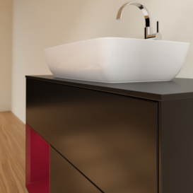 Тумба под раковину Villeroy & Boch Finion 100х50,1 см с подсветкой МДФ черный матовый лак/стекло черное матовое G772HBPD