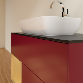 Тумба под раковину Villeroy & Boch Finion 100х50,1 см с подсветкой МДФ пион матовый лак/стекло черное матовое G772HFHB