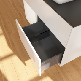 Тумба под раковину Villeroy & Boch Finion 100х50,1 см с подсветкой МДФ глянцевый белый лак/стекло черное матовое G772MTGF